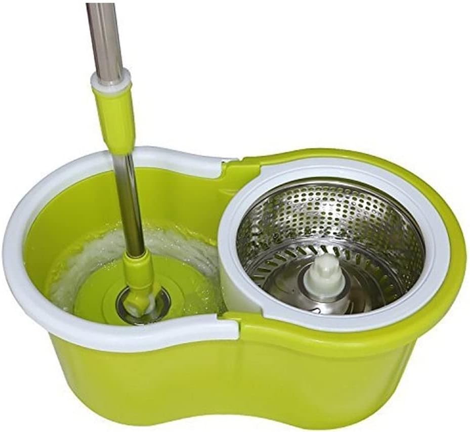 Easy Spin Mop and Bucket Set with 2 Heads and Spinner is made by Stainless steel