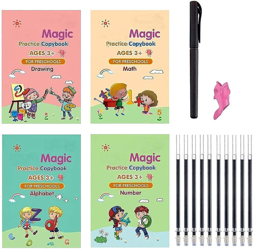 Magic Book (4 Books+10 Pen Refills+1 Pen+1 Grip)